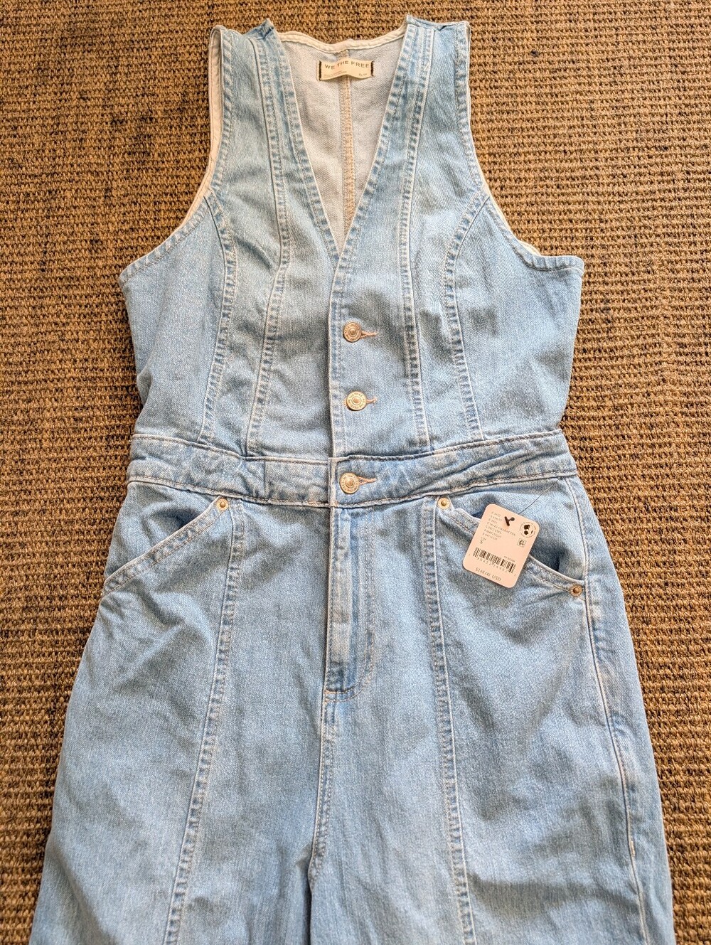 New We The Free Stratus Jumpsuit Flare Denim Festival Concert Western Sz Small - Picture 4 of 13